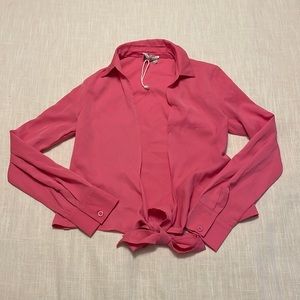 NWT Princess Polly Hot Pink Tie Front Blouse